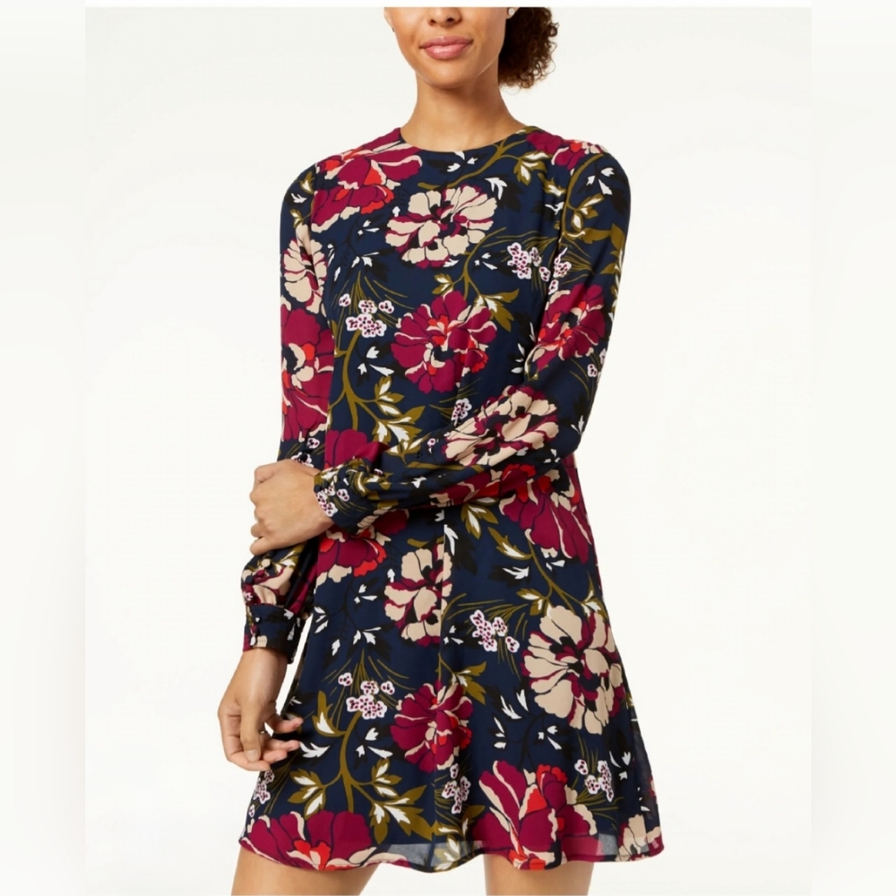TOMMY HILFIGER Women's Floral-print Chiffon A-Line Dress
